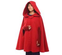 GRACEART Donna Poncho Mantella Lungo Largo alla Moda con Bottoni Cosplay Mantello (Corto-Rosso)