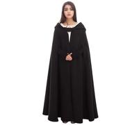 GRACEART Donna Poncho Mantella Lungo Largo alla Moda con Bottoni Cosplay Mantello (Lungo-Nero)