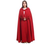 GRACEART Donna Poncho Mantella Lungo Largo alla Moda con Bottoni Cosplay Mantello (Lungo-rosso)