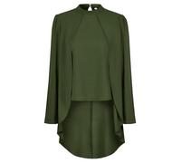 GRACEART Donne Doppio Orlo Camicia Elegante Colore Solido Camicetta Alto Basso Asimmetrico Camicetta, verde, L