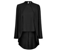 GRACEART Donne Doppio Orlo Camicia Elegante Colore Solido Camicetta Alto Basso Asimmetrico Camicetta, Nero , XL