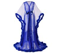 GRACEART Donne Vestito Abito Gravidanza Elegante Fotografia Puntelli Abito Incinta Accappatoio da Notte in Piuma (Blu, M)
