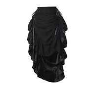 GRACEART Gonna da donna vittoriana steampunk, regolabile, con volant, gotico, vintage, costume da vampiro medievale, Misto camoscio (nero), L