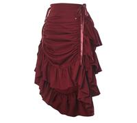 GRACEART Gonna da donna vittoriana steampunk, regolabile, con volant, gotico, vintage, costume da vampiro medievale, Elastico a quattro vie (rosso vinaccia), XXL