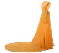 GRACEART Mantella da donna in tulle, mantello da sposa con cappuccio, giacca lunga, vestito da sposa, mantello, Colore: arancione., Taglia unica