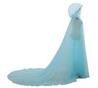 GRACEART Mantella da donna in tulle, mantello da sposa con cappuccio, giacca lunga, vestito da sposa, mantello, Azzurro, Taglia unica