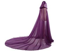 GRACEART - Mantello da sposa con cappuccio, lungo, in tulle, per matrimonio, vestito da elfo, velo da cappella, mantiglia, Viola, Taglia unica