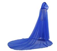 GRACEART Mantello da sposa con cappuccio lungo sul retro in tulle da elfo cappella velo mantiglia, Blu, Taglia unica