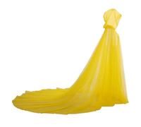 GRACEART Mantello da sposa con cappuccio lungo sul retro in tulle da elfo cappella velo mantiglia, Giallo, Taglia unica