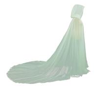 GRACEART Mantello da sposa con cappuccio lungo sul retro in tulle da elfo cappella velo mantiglia, Taglia unica donna, Verde-2