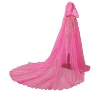GRACEART Mantello da sposa con cappuccio mantello lungo posteriore da sposa tulle elfo abito cappella velo mantilla, Rosa-1