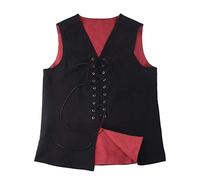 GRACEART Medievale Gotico Gilet Reversibile Pirata Gilet da Uomo Senza Maniche Cappotto Vintage (XXL, rosso/nero)