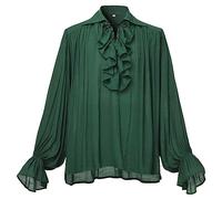 GRACEART OR - Camicia medievale da uomo, stile nordico, stile pirata, rinascimentale, capitano vittoriano, top outfit, Verde, M