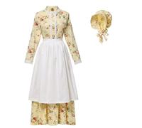 GRACEART Pioneer - Costume da donna Coloniale Praterie, 100% cotone, stile B (giallo), 14