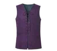 GRACEART Renaissance - Gilet reversibile da uomo, in pelle scamosciata, con lacci, stile medievale, stile gotico (solo gilet), verde/viola, M