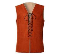 GRACEART Renaissance - Gilet reversibile da uomo, in pelle scamosciata, con lacci, stile medievale, stile gotico (solo gilet), beige/arancione, M