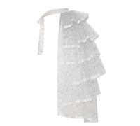 Graceart, Sottogonna steampunk in pizzo nero con cintura, in stile tutù con sellino, Bianco argento, Taglia unica