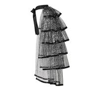 Graceart, Sottogonna steampunk in pizzo nero con cintura, in stile tutù con sellino, Nero argento, Etichettalia unica