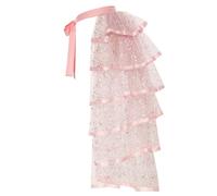 Graceart, Sottogonna steampunk in pizzo nero con cintura, in stile tutù con sellino, Rosa e argento., Taglia unica
