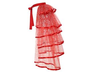 Graceart, Sottogonna steampunk in pizzo nero con cintura, in stile tutù con sellino, Rosso e argento., Taglia unica