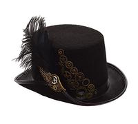 GRACEART Steampunk Nero Piuma ingranaggi Superiore Cappello (Nessuno Rose)