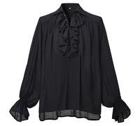 GRACEART Uomo Pirata Camicia Costume (Nero, X-Small)