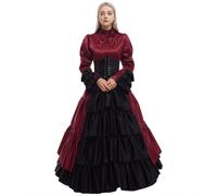 GRACEART Vittoriano Abito da Ballo da Donna Carnevale Costume di Carnevale (XL, Vino Rosso)