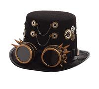 GRACEART vittoriano Steampunk Cappello a cilindro con occhiali uomo (Head circumferences-58CM)
