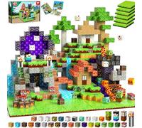GraceDuck Costruzioni Magnetiche 150 Pezzi - Set di Tunnel Forestali e Minerari con 6 lastre d'erba - Magnetic Building Blocks per Ragazzi e Ragazze 3+ Anni - Cubi Magnetici Giocattolo Montessori STEM