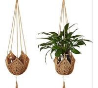 Graceever Set di 2 cesti di fiori appesi in corda di iuta macramè con ganci per appendere la casa