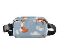 Graceful Fox Snow Blue - Marsupio da donna, impermeabile, con motivo floreale, colore: blu neve, 20,3 x 13,5 x 5,8 cm, simpatico, grazioso volpe blu neve, 20,3 x 13,5 x 5,8 cm, Graceful Fox Blu Neve