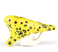 Graceful Ocarina Retro Classic 12 Hole Ocarina in C Key Bianco/Giallo Strumento musicale in porcellana bianca e blu Elementi cinesi Amante della musica Ocarina for regalo for principianti Flauto di ce