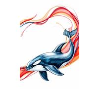 Graceful Orca Gliding Through Watercolor Waves Journal: a GRAPH notebook for self-expression