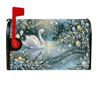 Graceful Swan - Coperture magnetiche per cassetta postale con citazione per | Elegante illustrazione del cigno, copertura della cassetta postale, rami di pino e ornamenti, scena invernale dello stagno