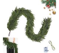 Graceganful Real Touch Deluxe - Ghirlanda di pino norfolk, ghirlanda artificiale verde per le festività natalizie, decorazione per camino, tavolo, decorazione per la casa (A-verde, crittografata, 220