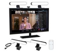 GraceGlow Illuminazione per videoconferenza con due lampade, luce in streaming di 3 colori di luce e 10 luminosità, rotazione a 360° per PC, cellulare, laptop, riunioni di zoom, monitor, webcam