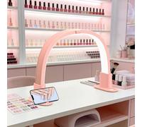 GraceGlow Lampada a mezzaluna per unghie, pieghevole, lampada a LED con supporto per telefono, lampada da tavolo per unghie, lampada a mezzaluna, lampada per ciglia per estetisti, tatuaggi - rosa