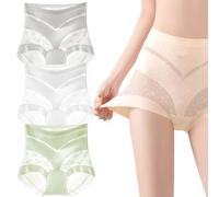 Graceloom High Waisted Panties, High-Waisted Leakproof Panties with Tummy Support for Senior Women (3pcs-C,XL)