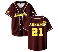 Gracie Abrams 21 Jersey Baseball Jacket Camicie Scollo a V Manica Corta Button-up Tee Uomo Donna Streetwear Top, Marrone, XS