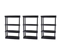 Gracious Living 4 ripiani regolabili in altezza media 35,6 x 81,3 x 138,4 cm, organizer per casa, garage, cantina e lavanderia, nero (confezione da 3)