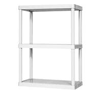 Gracious Living Libreria leggera a 3 ripiani, altezza fissa, 12 x 24 x 33 pollici, sistema organizzatore per casa, garage, cantina e lavanderia, colore bianco (confezione da 3)
