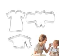 Grad 2024-3PCS Grad Cookie Cutter | Cutter | Cap Diploma Graduation Gown Shapes Stainless Steel Molds For High School College Parties, Party Supplies