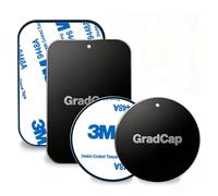 GradCap Disco in metallo per supporto magnetico, piastra di ricambio universale, disco nero con adesivo forte per supporti auto, 2 rettangolari e 2 rotondi (tutto nero/senza logo)