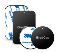 GradCap piastra metallica per supporto magnetico universale sostituzione piastra metallica a disco con forte adesivo per auto supporti 2 rettangolare e 2 rotonda (tutto nero)