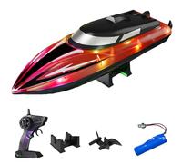 Graddi Aquablaze, 2.4GHz Remote Control Racing Boats with Transparent Colorful LED Lights, Rechargeable, Low Battery Warning, Self-Righting Waterproof Design, Adjustable Speed (1 Battery,Blue)