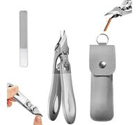 Graddi Ingrowfix Pro, 2025 New Slanted Toenail Clipper, Long Handle Wide Jaw Opening Anti-Splash Slanted Nail Clipper, Splash-Proof, Stainless Steel Nail Clippers(Ash)