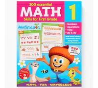 Grade 1 Math Workbook Ages 5-7: 200 Essential Math Skills - Numbers, Operations, Time, 2D and 3D Shapes, Worksheets + Yearly Planner, 260 Full-Color Pages - Mathseeds