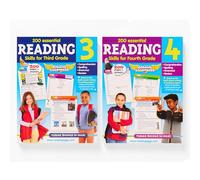 Grade 3 & Grade 4 Reading Workbook Set Ages 8-10 - 400+ Essential Skills for Reading Comprehension, Grammar, Spelling & Vocabulary Development - Reading Eggspress Family Bundle