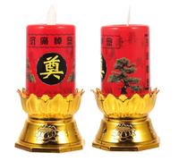 GRADENEVE 2 pezzi Candele LED Elettriche Senza Fiamma Lampade Funerarie Stile Cinese Luce Vintage per Interni ed Esterni Decorazione Tomba e Cerimonie