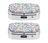 GRADENEVE 2 portapillole a 2 scomparti con strass scintillanti - Organizer rettangolare protettivo per pillole quotidiane - Simpatico astuccio per medicinali, ideale per borse e piccoli bagagli da